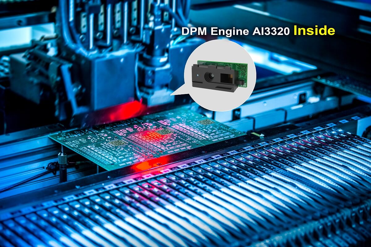 Barcode scan engine reading DPM code on a microchip surface Barcode scan engine reading DPM code on a microchip surface
